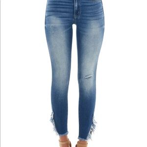 KanCan High Rise Frayed Hem Cropped Skinny Jeans